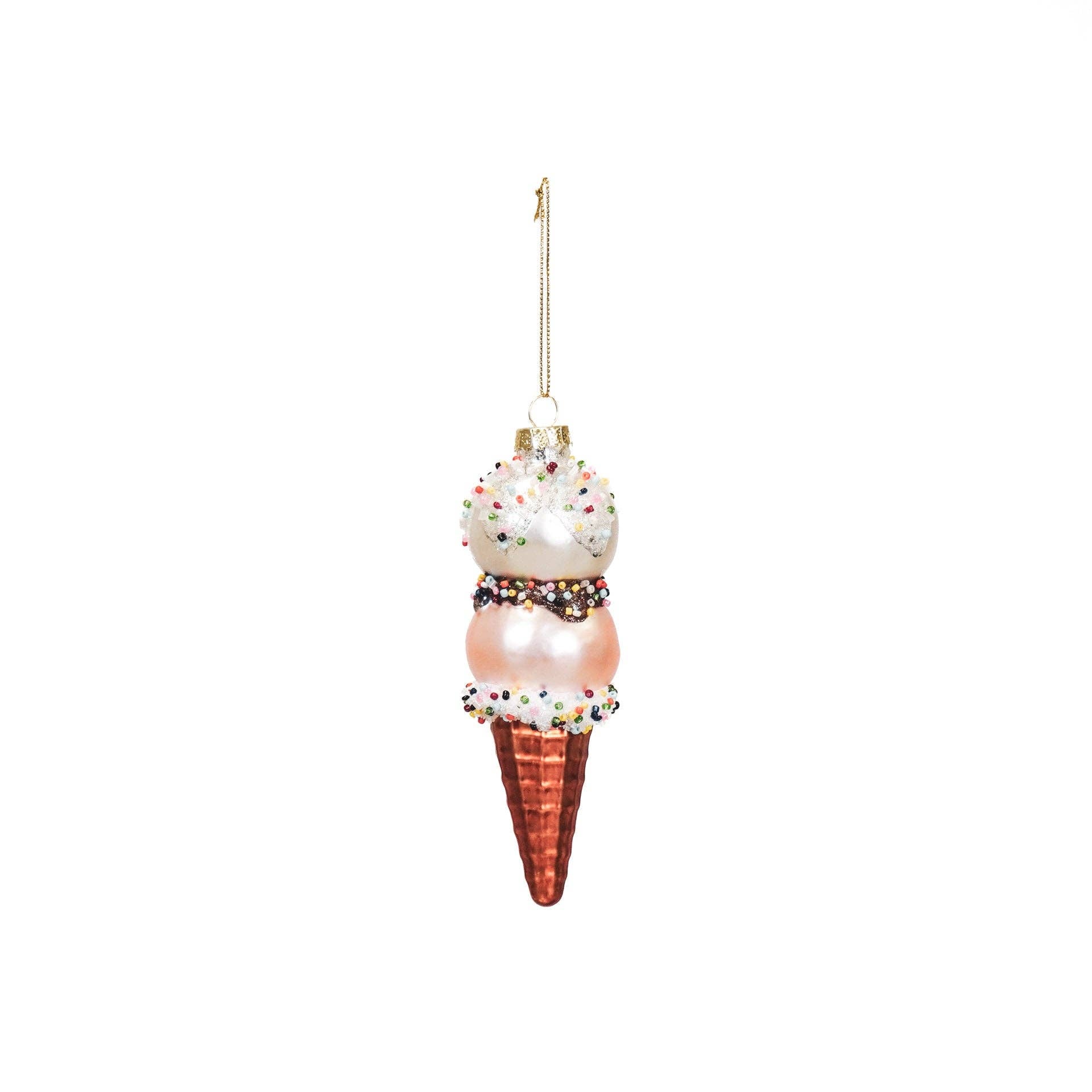 Boule de Noël Cornet de Glace Fraise Vanille