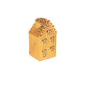 Portacandela - Casa - Ceramica - Dorato - 6x6x11cm