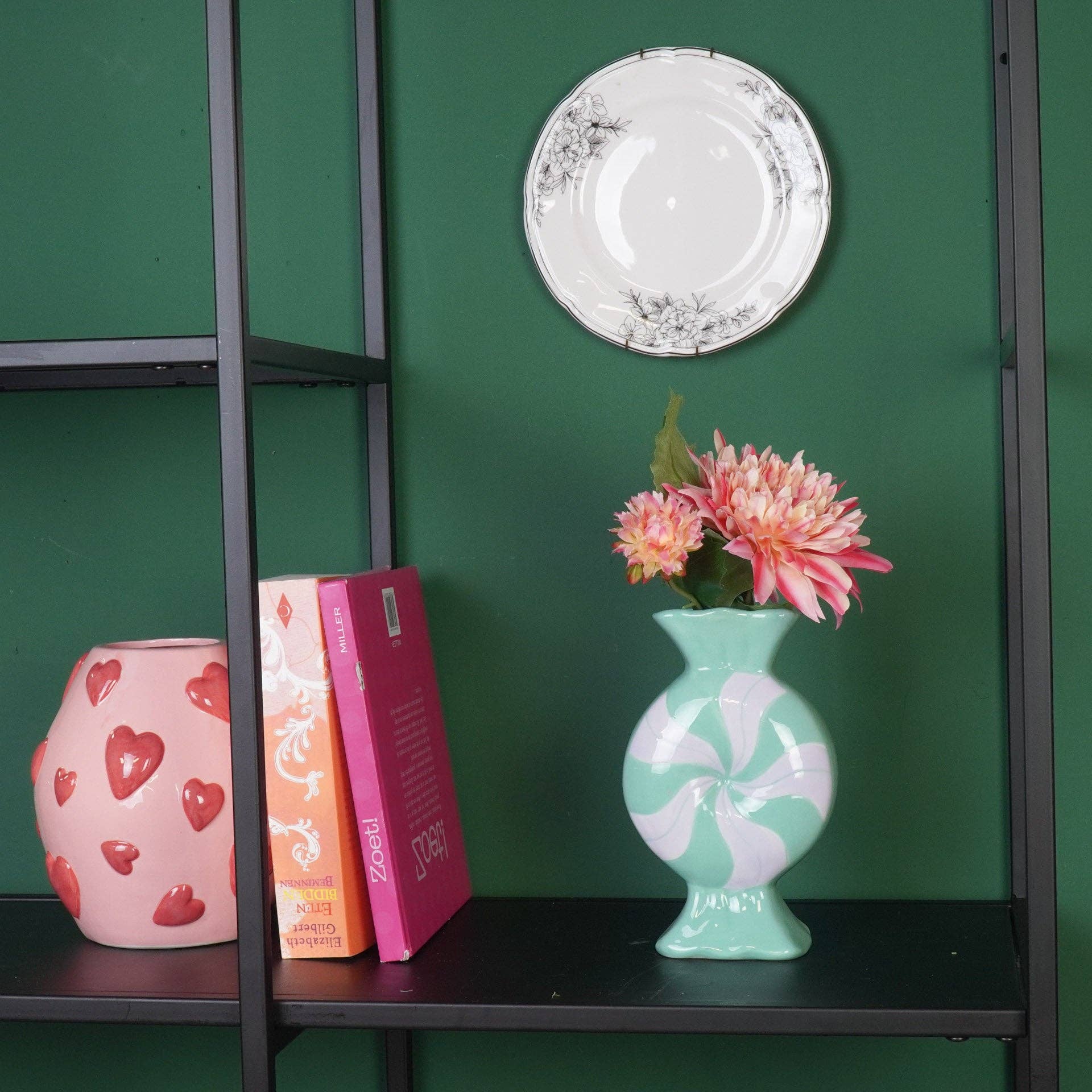 Vaso fiori - Caramella mou - Ceramica - Lilla/Menta - 12x6,5x20cm