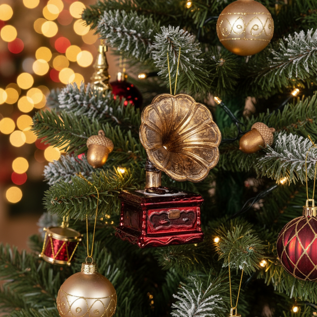 Boule de Noël Gramophone Vintage