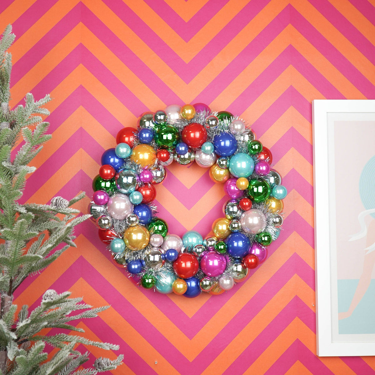 Couronne de Noël - Boules de Noël - Multicolore