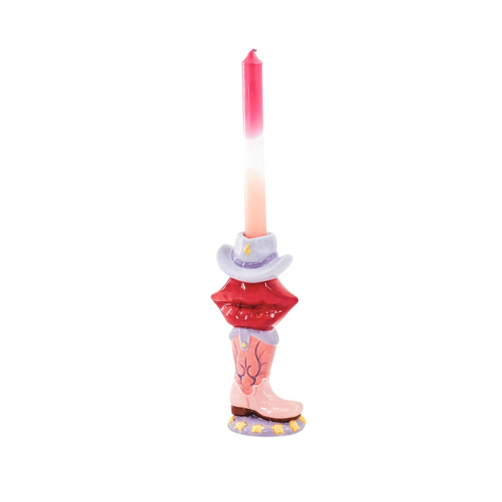 Portacandele - Stivale / Labbro / Cappello - Rosa / Rosso / Lilla - 10x8x20 cm