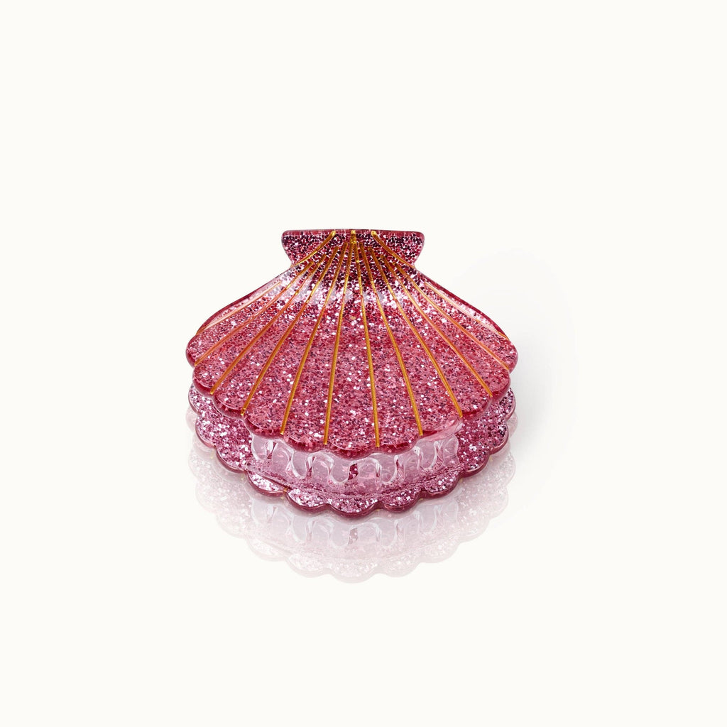 Pince à cheveux Coquillage rose pailleté