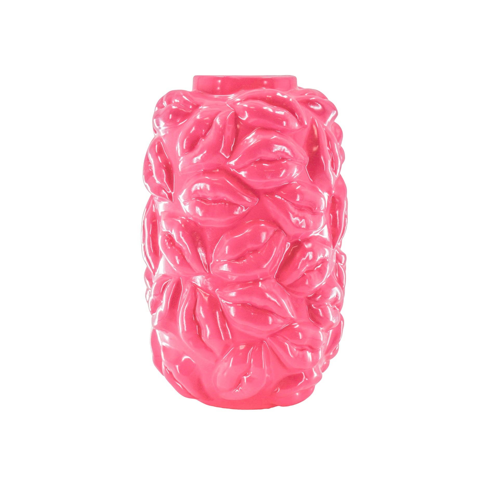 Vaso - Baci - Ceramica - Rosa Neon - 17x17x27cm