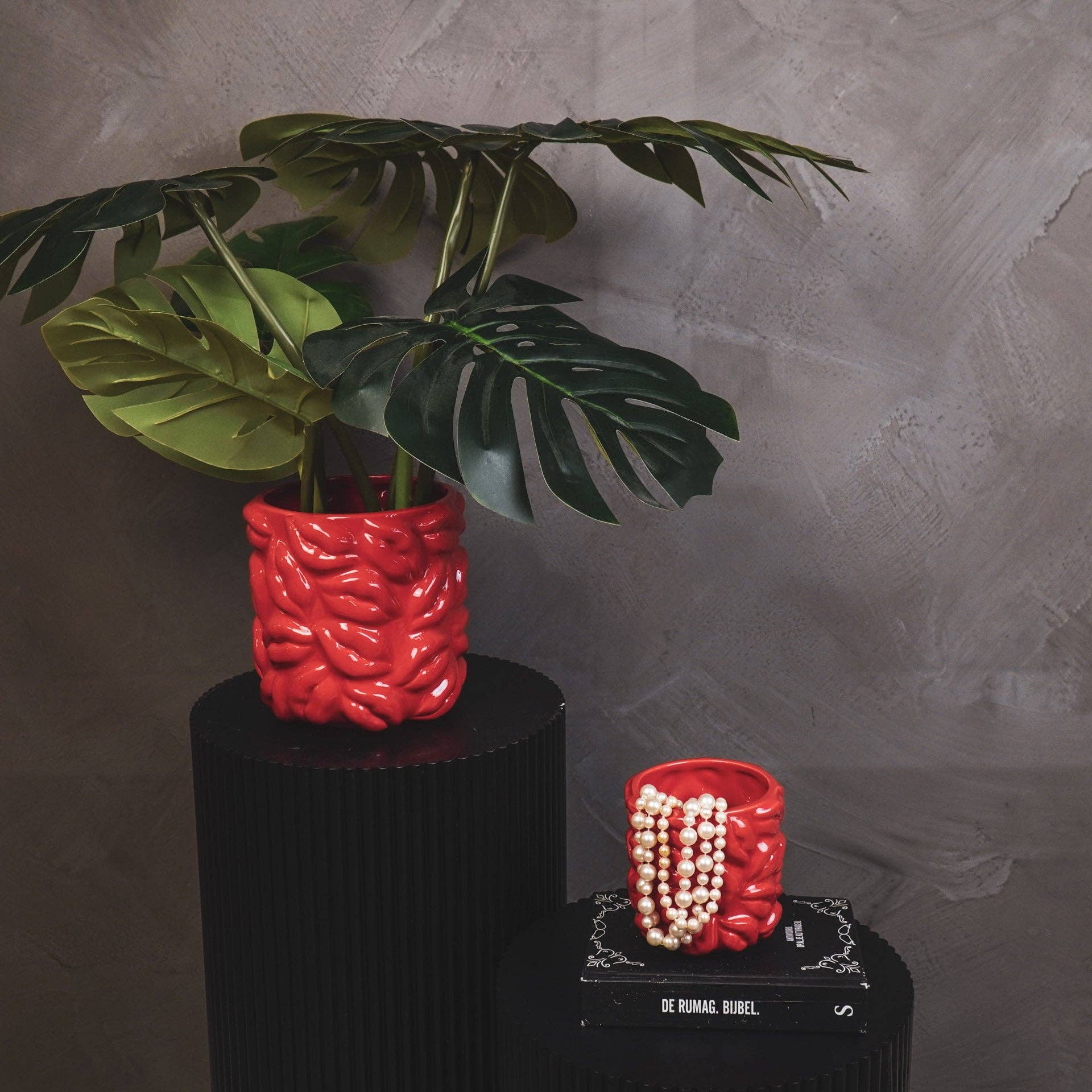 Vaso - Baci - Ceramica - Rosso - 11x11x11,5cm