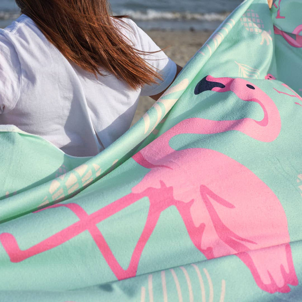 Pink Flamingos Beach Towel