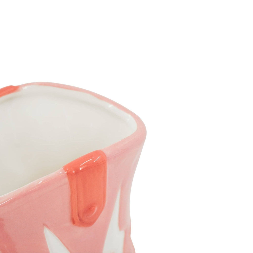 Vaso da fiori - Stivale con cappello da discoteca Vaso - Ceramica - Rosa/Arancione - 16,5x10,5x26,5cm