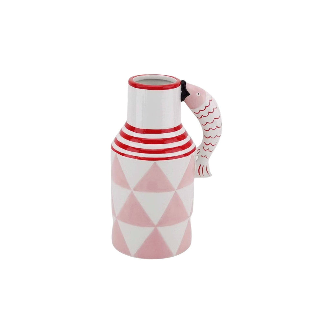 Vaso - Brocca Pesci - Rosa/Bianco/Rosso - 14x11x21,5cm