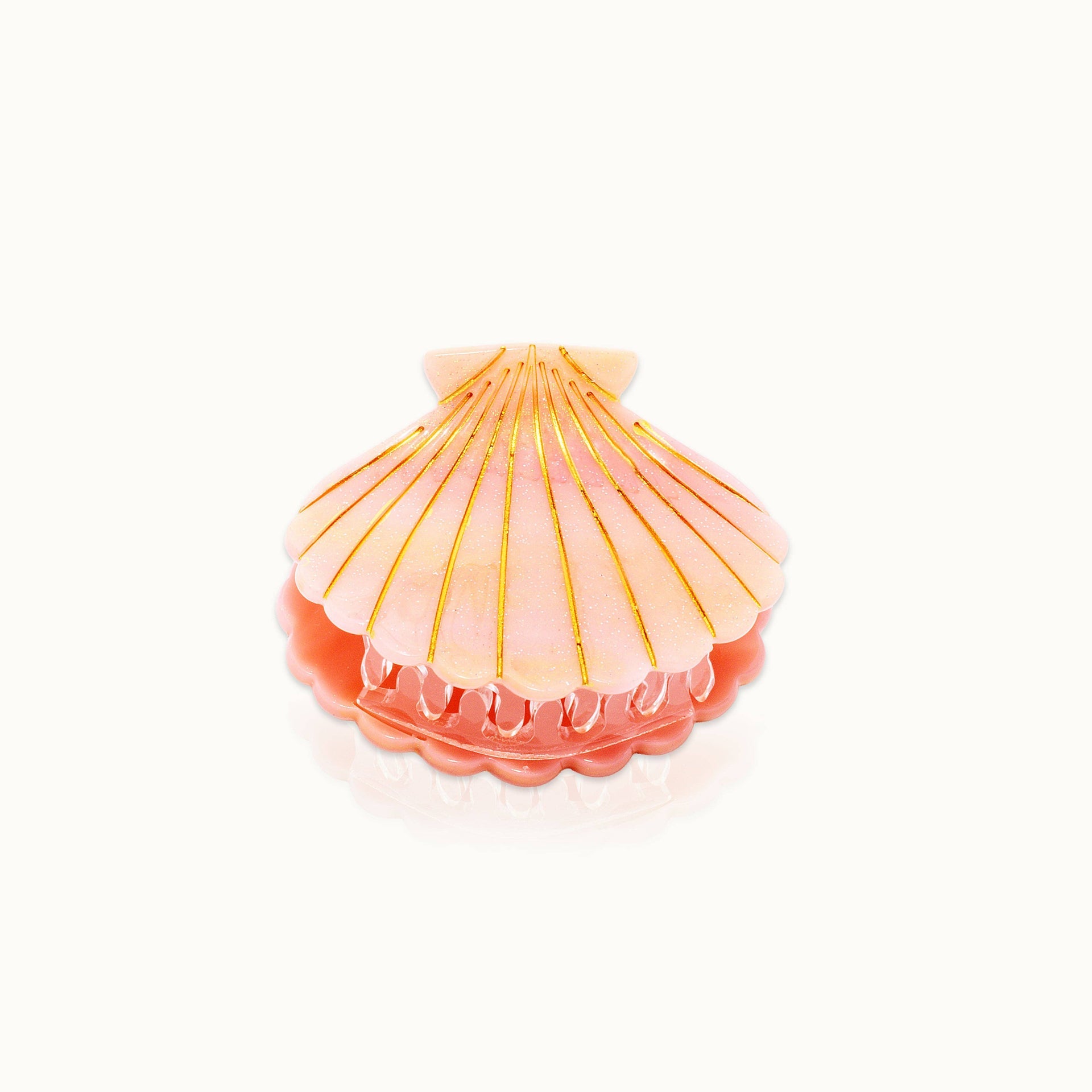 Pince à cheveux Coquillage pailleté pêche
