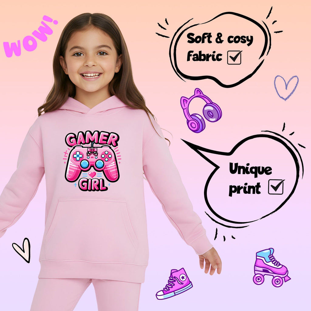 Sweat à capuche gymnastique – Fringoo gaming rose for Girls Cotton Rich Soft Hooded – gaming Pad rose