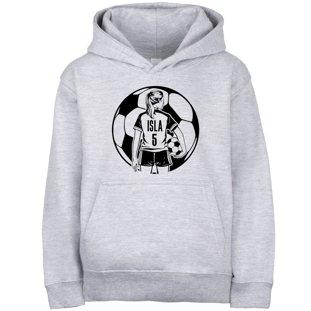 Sweat à capuche football – Fringoo football gris for Girls Cotton Rich Soft Hooded – football Ball Girls gris