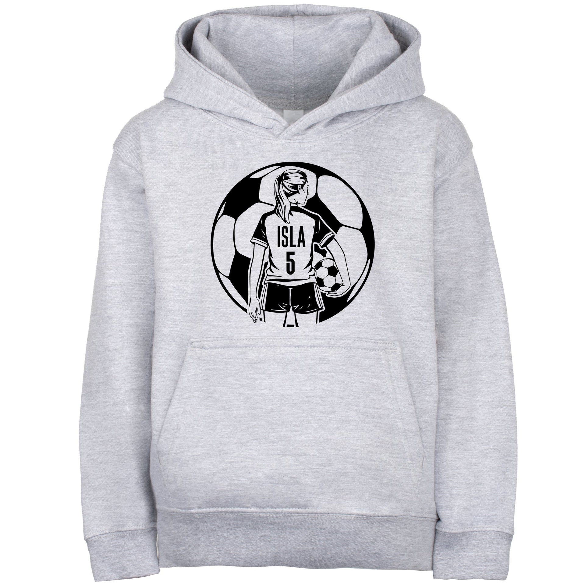 Sweat à capuche football – Fringoo football gris for Girls Cotton Rich Soft Hooded – football Ball Girls gris