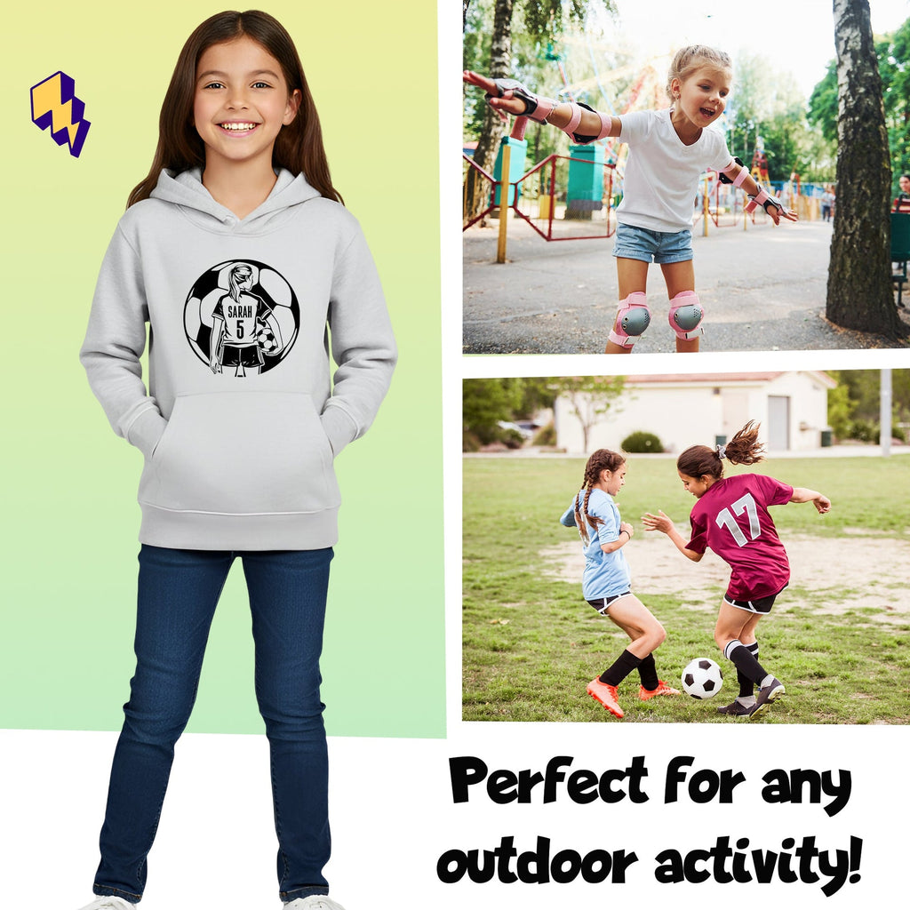 Sweat à capuche football – Fringoo football gris for Girls Cotton Rich Soft Hooded – football Ball Girls gris