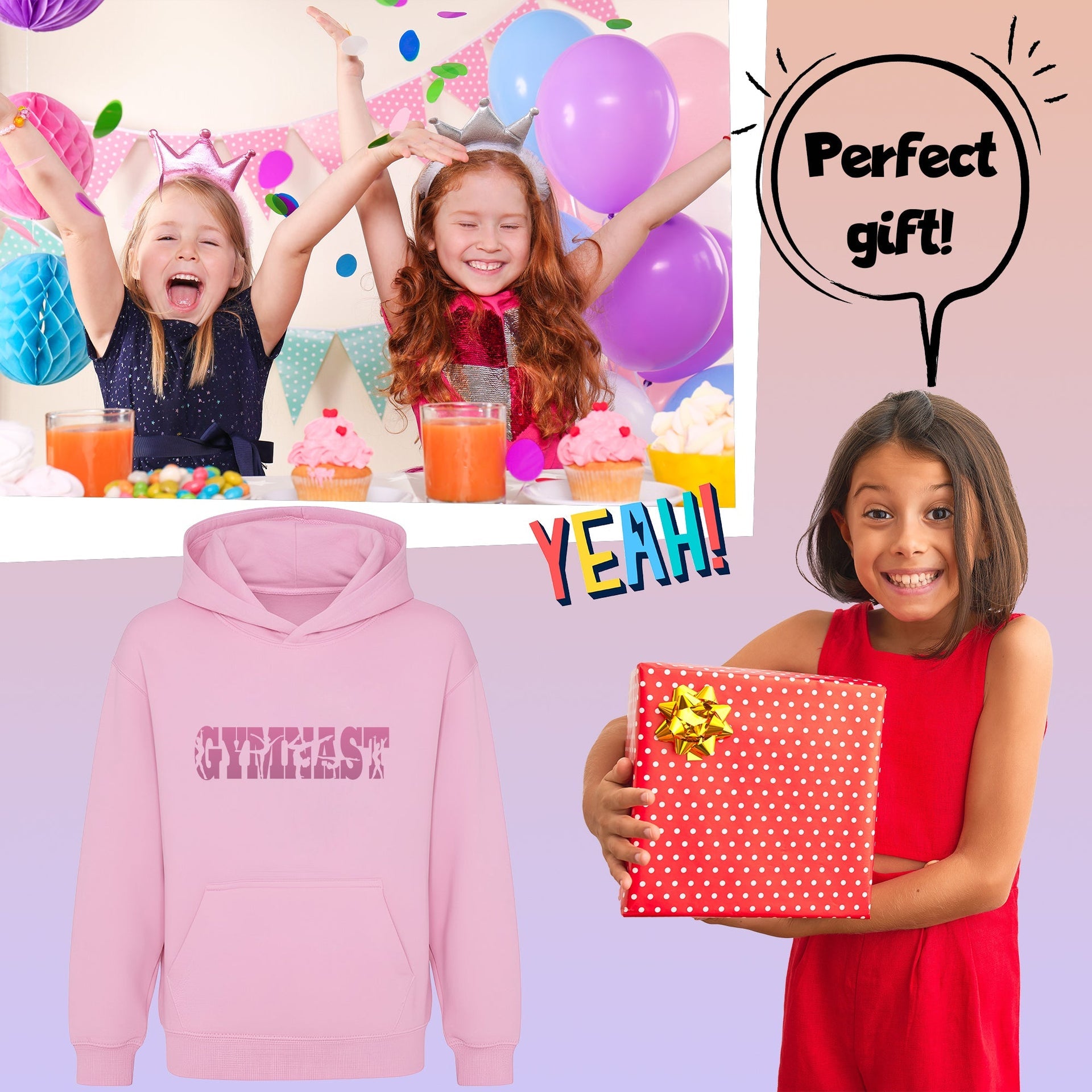 Sweat à capuche gymnastique – Fringoo Gymnastic for Cotton Rich Soft Hooded – Gymnast rose