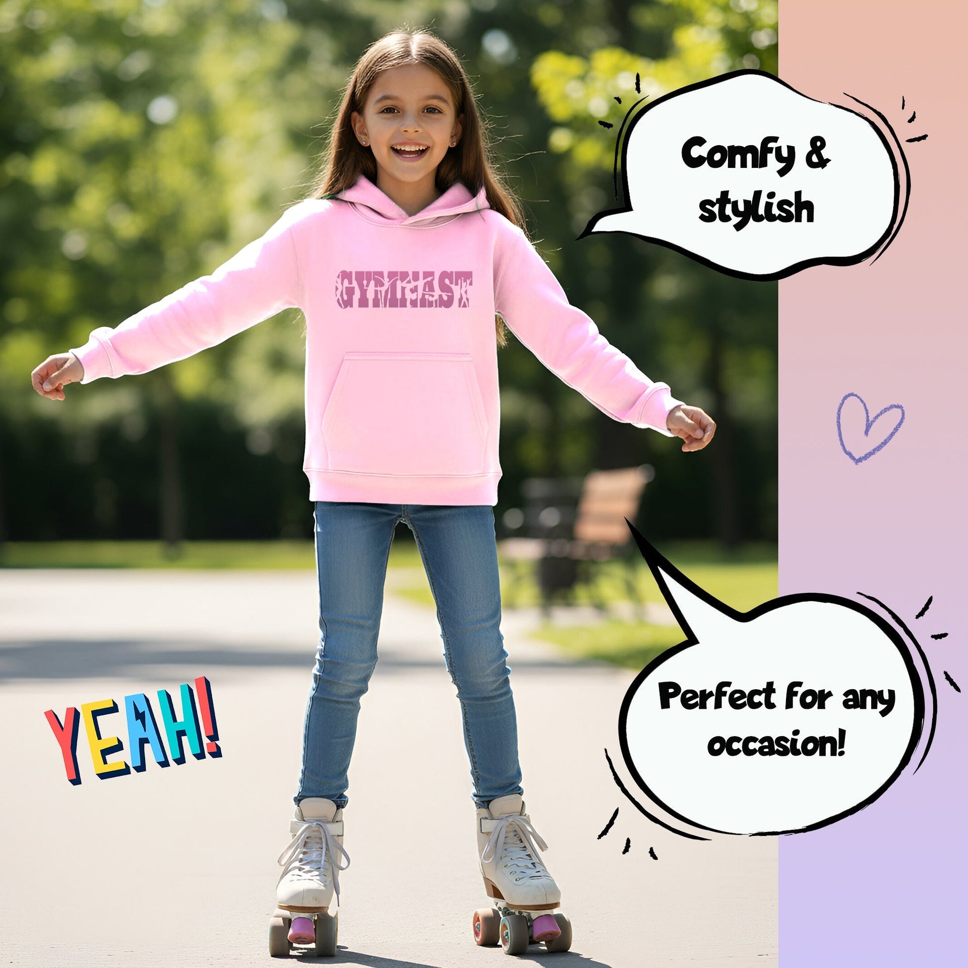 Sweat à capuche gymnastique – Fringoo Gymnastic for Cotton Rich Soft Hooded – Gymnast rose