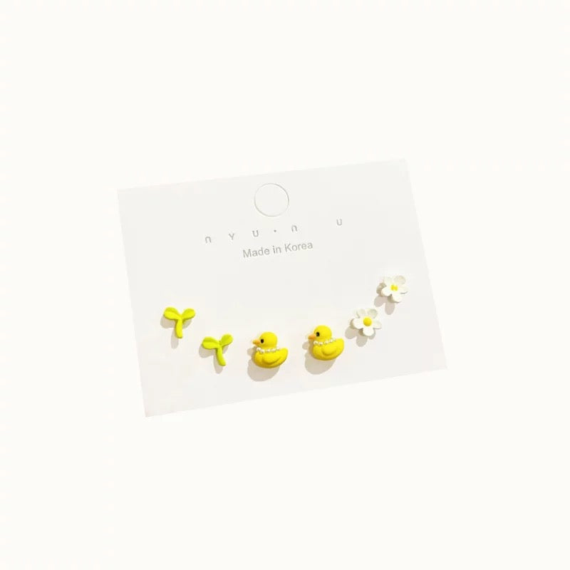 Boucles d'Oreilles Canard Jaune 3-Pack