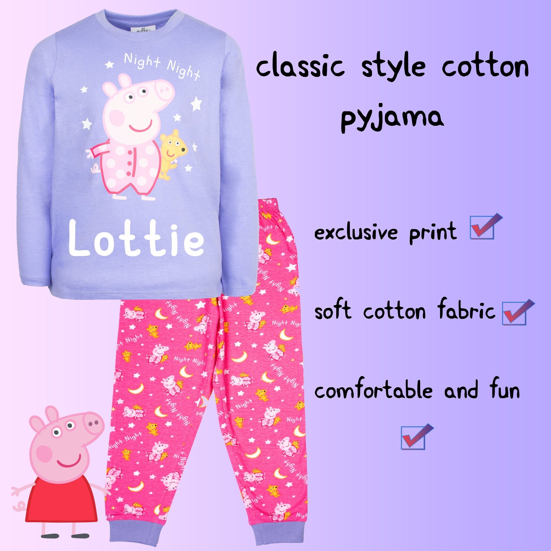 Pyjama – Peppa Pig – rose & violet