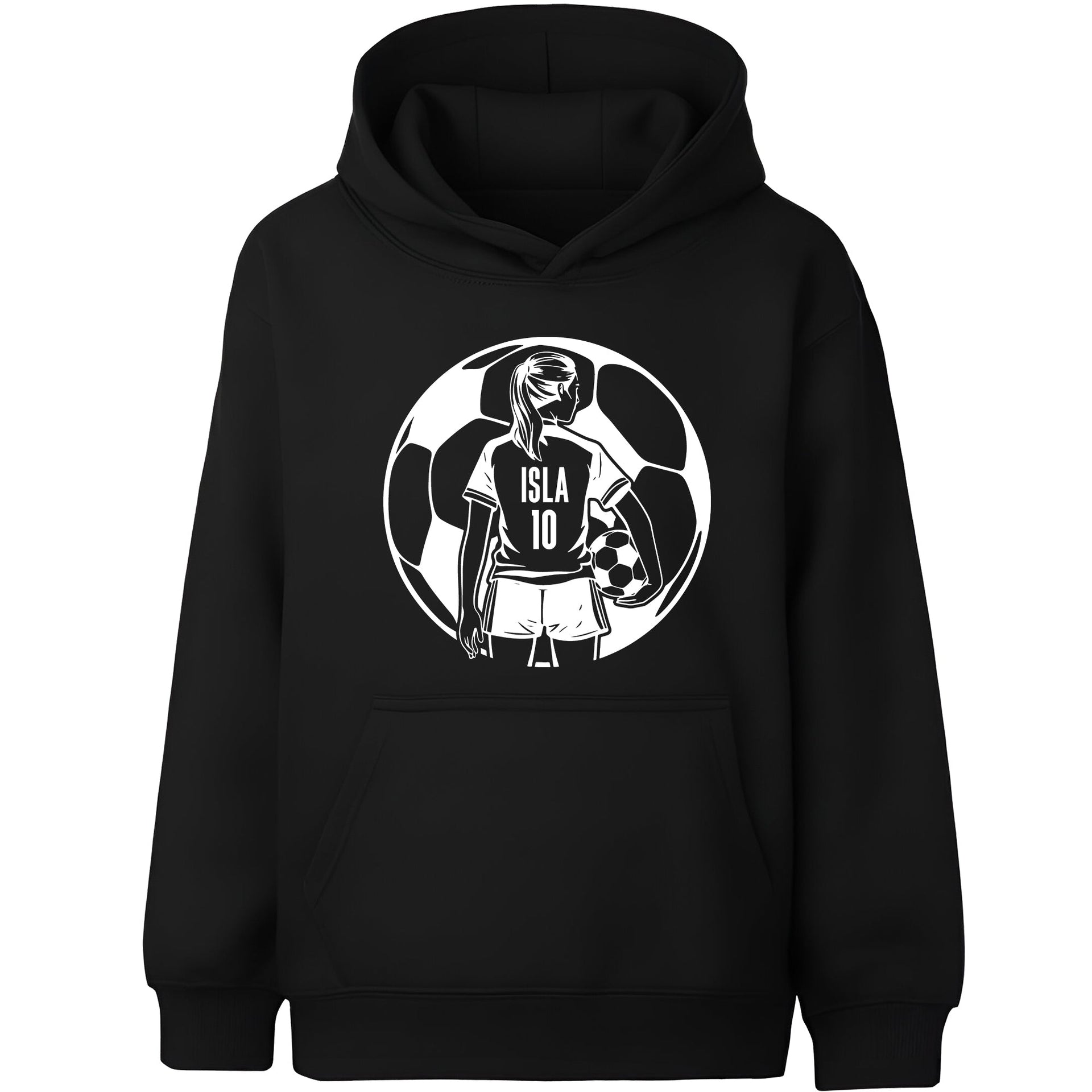 Sweat à capuche football – Fringoo football noir for Girls Cotton Rich Soft Hooded – football Ball Girls noir