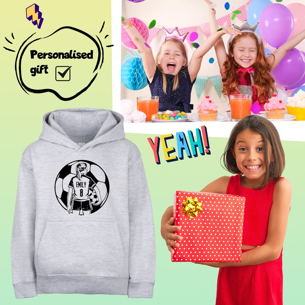 Sweat à capuche football – Fringoo football gris for Girls Cotton Rich Soft Hooded – football Ball Girls gris