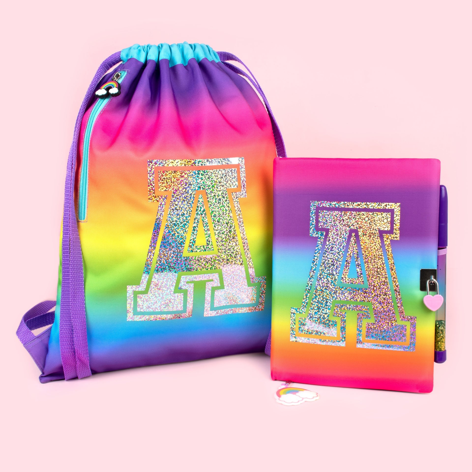 Sac à cordon avec bandoulière – arc-en-ciel