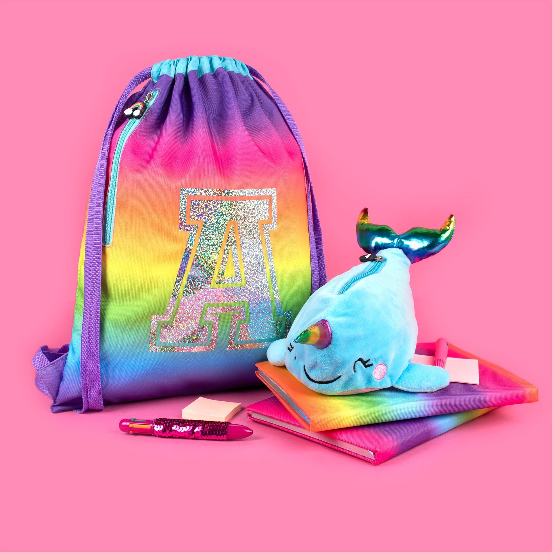 Sac à cordon avec bandoulière – arc-en-ciel