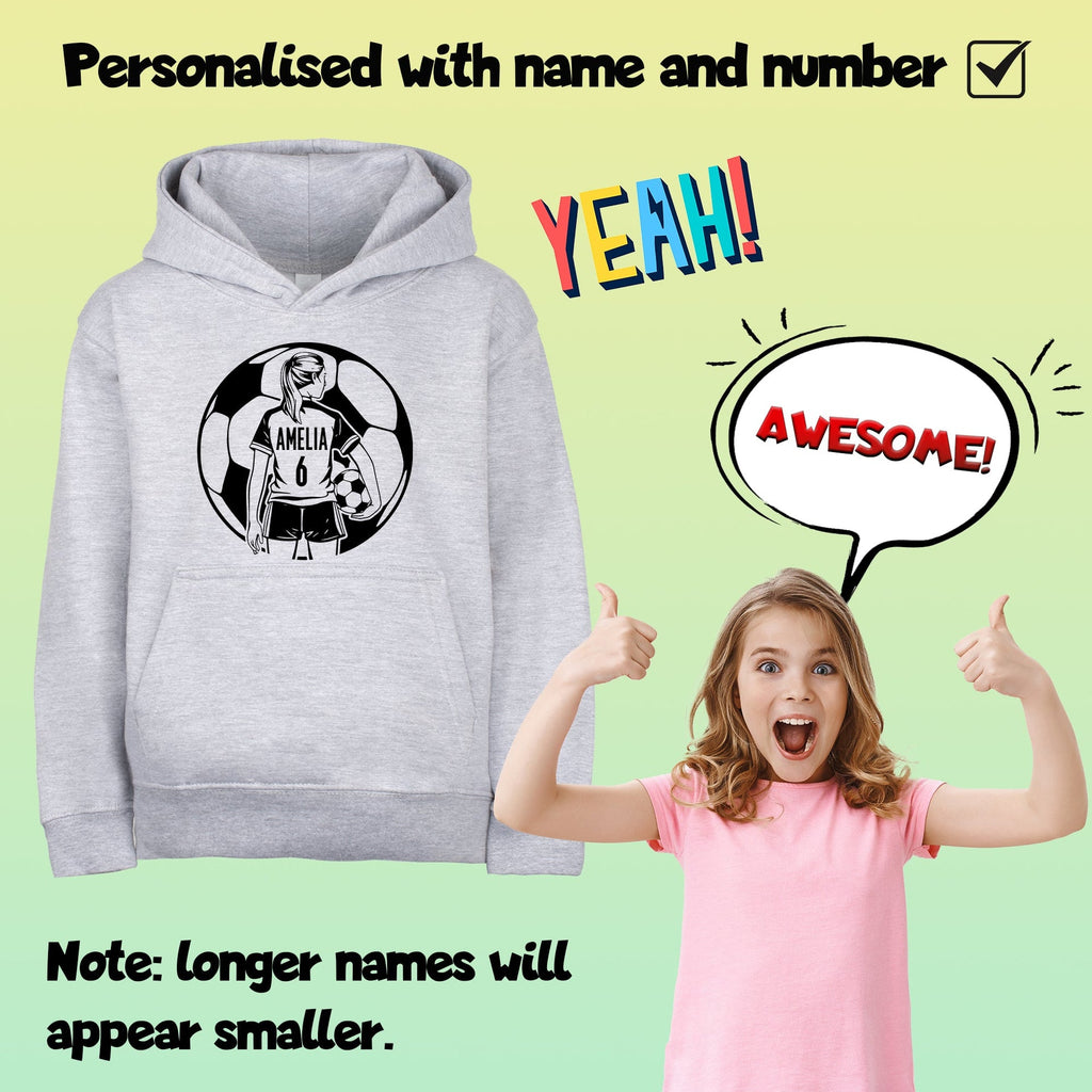Sweat à capuche football – Fringoo football gris for Girls Cotton Rich Soft Hooded – football Ball Girls gris