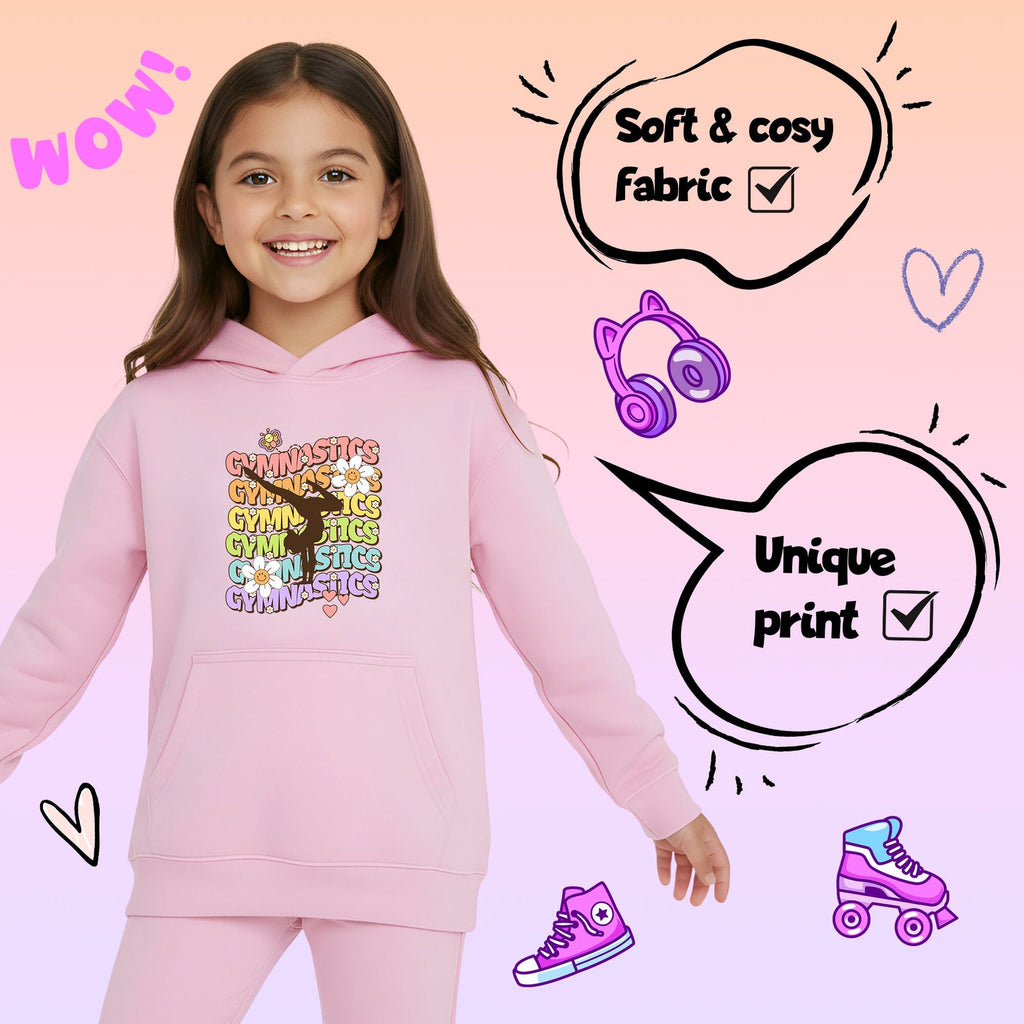 Sweat à capuche gymnastique – Fringoo Gymnastic for Cotton Rich Soft Hooded – Gymnastic Daisy- rose