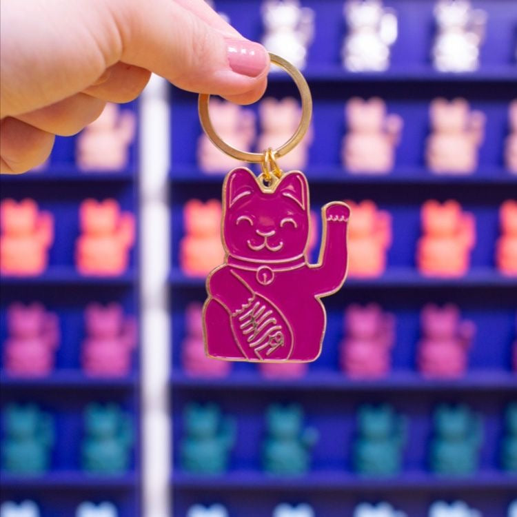 Porte-clés Chat Chanceux Violet – visuel produit
