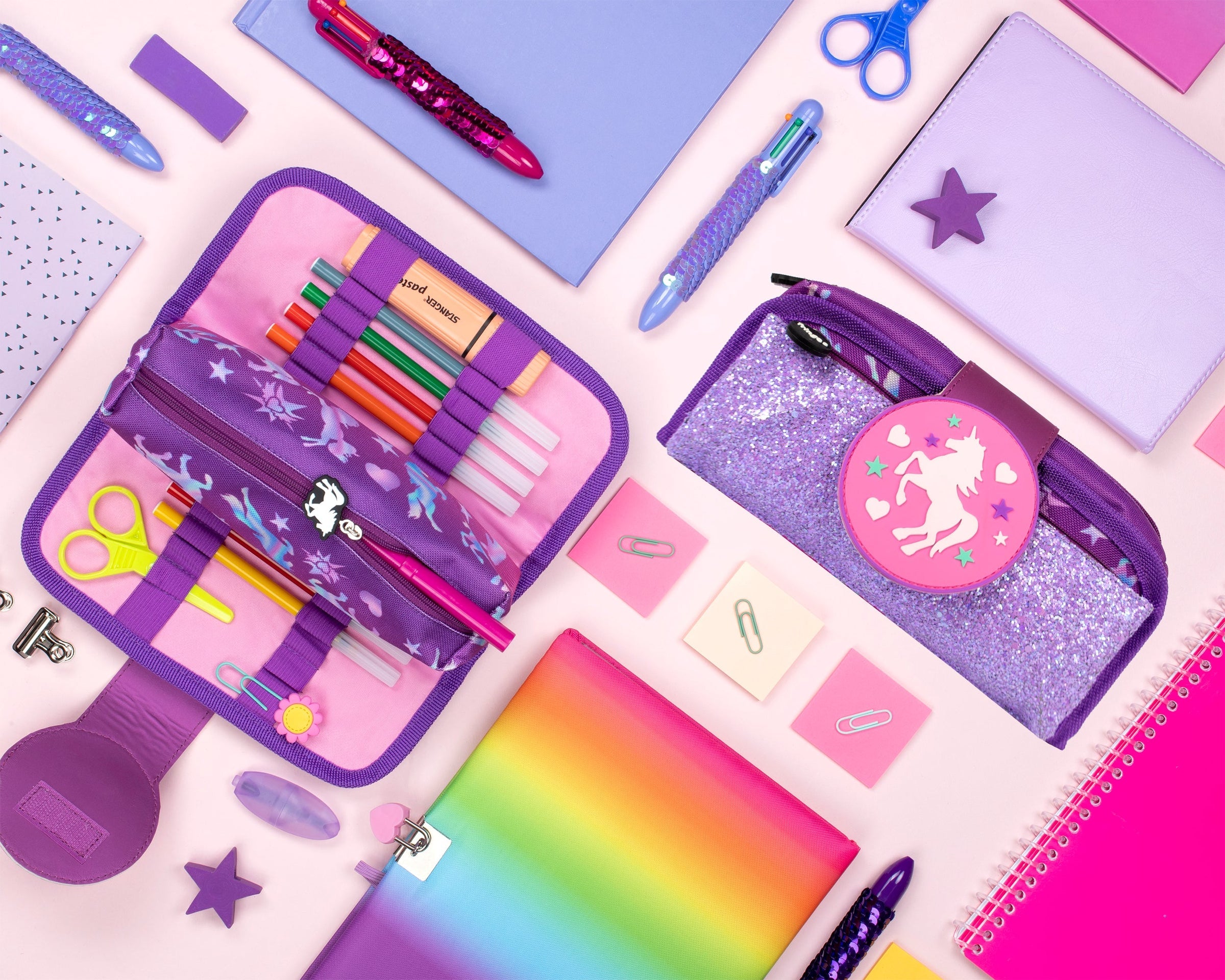 Trousse scolaire avec patch en silicone – licorne Ombre