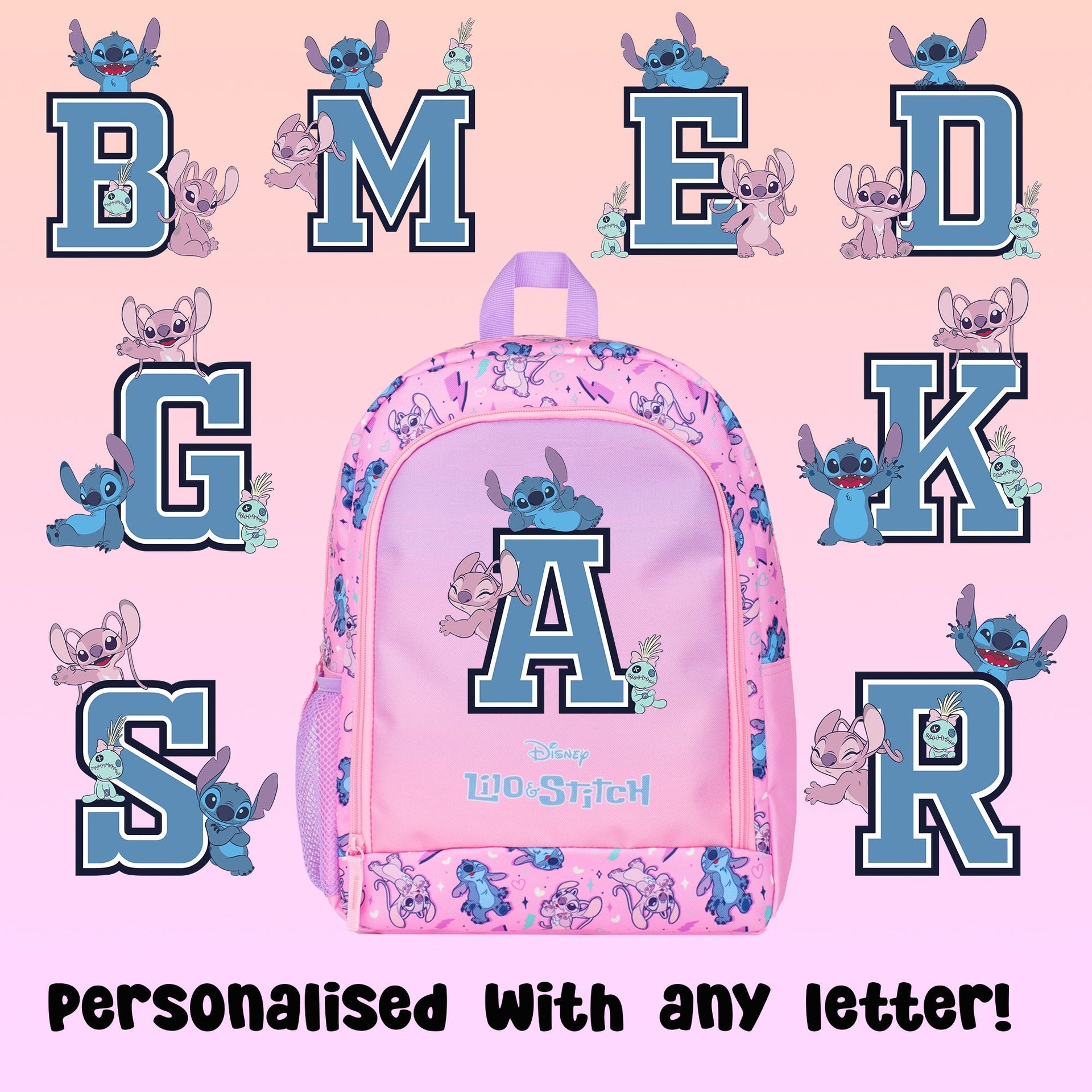 Sac à cordon avec bandoulière – Disney Stitch et Lilo with Letter