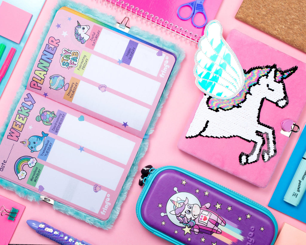 Carnet en peluche 3D – rose licorne Wings