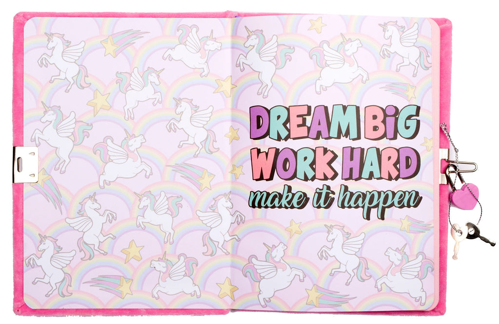 Carnet en peluche 3D – rose licorne Wings