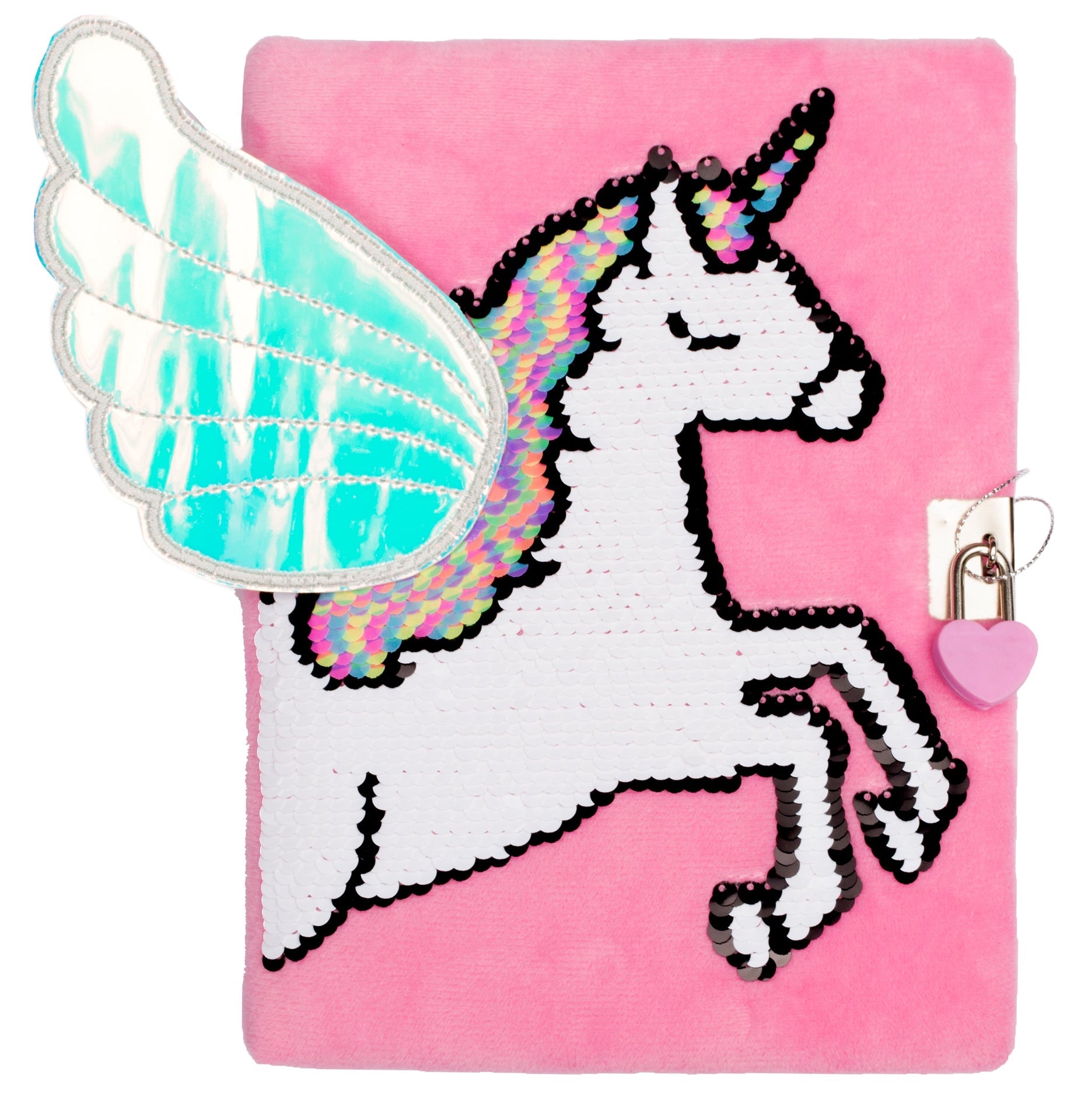 Carnet en peluche 3D – rose licorne Wings