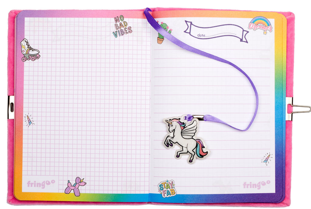 Carnet en peluche 3D – rose licorne Wings