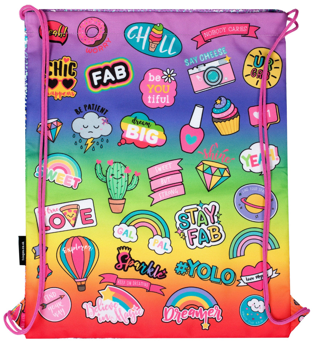 à sequins Drawstring sac à dos – Good Vibes
