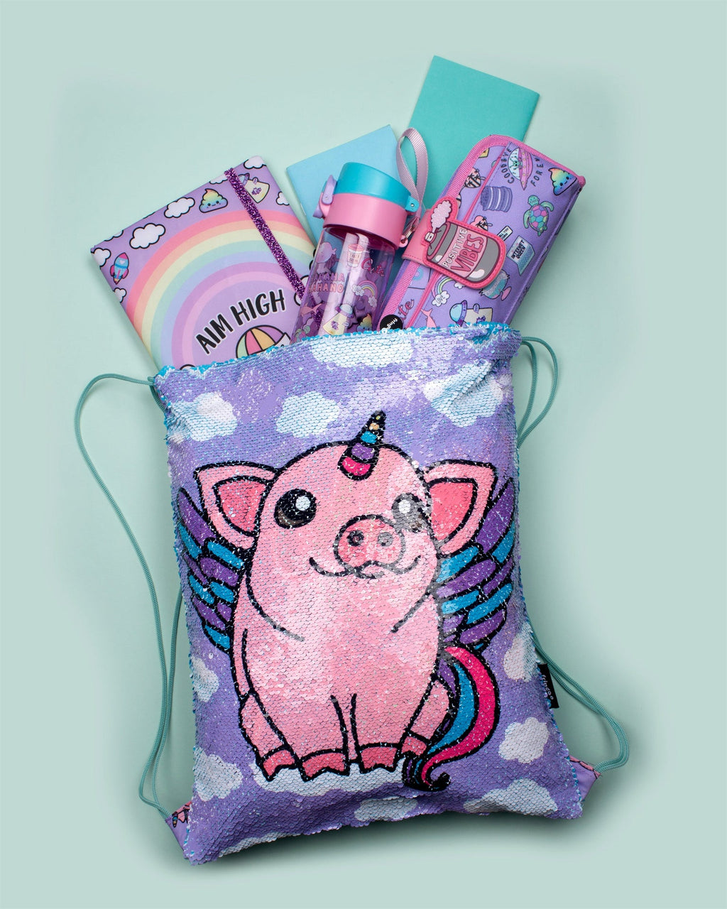 à sequins Drawstring sac à dos – Follow Your Dreams