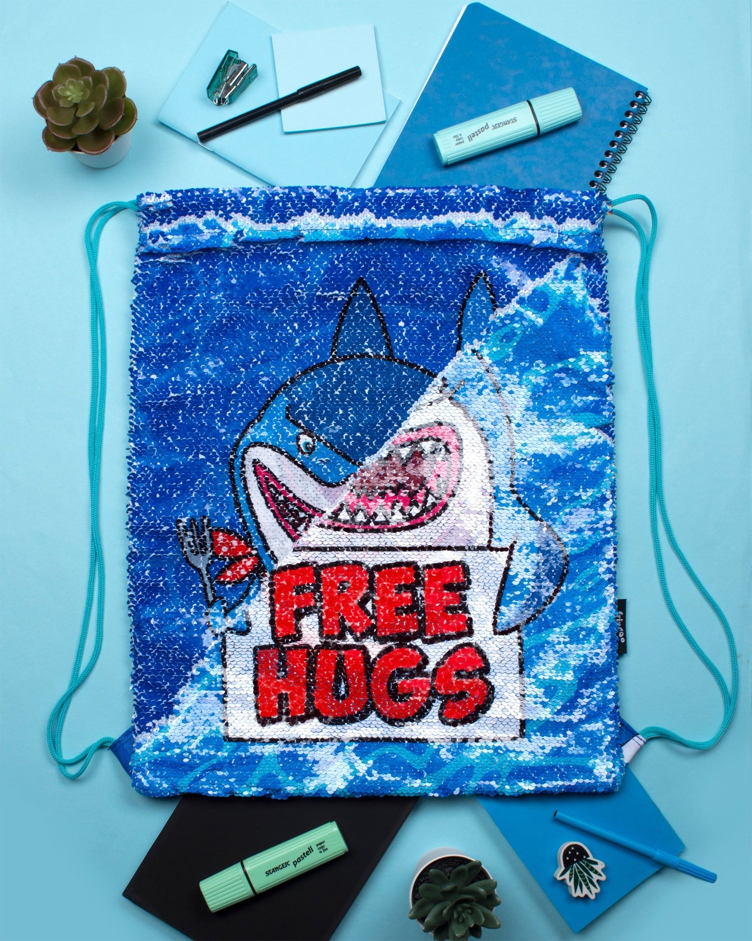 à sequins Drawstring sac à dos – Shark's Hug