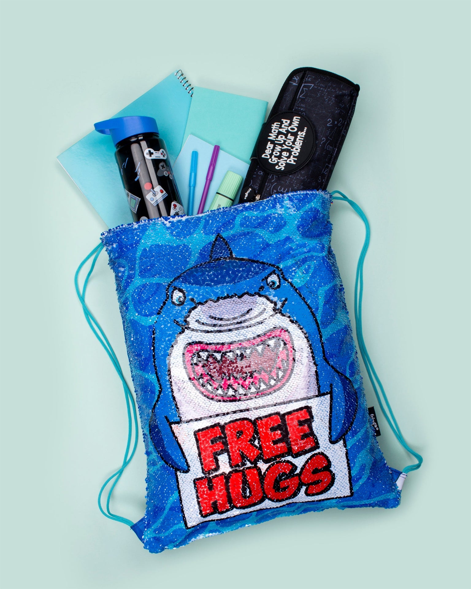 à sequins Drawstring sac à dos – Shark's Hug