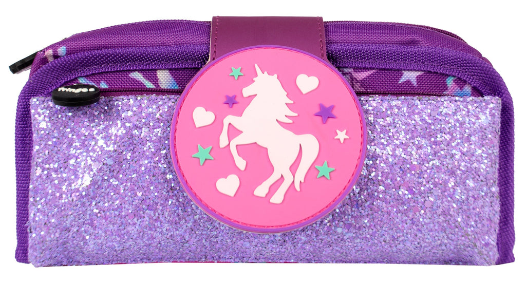 Trousse scolaire avec patch en silicone – licorne Ombre