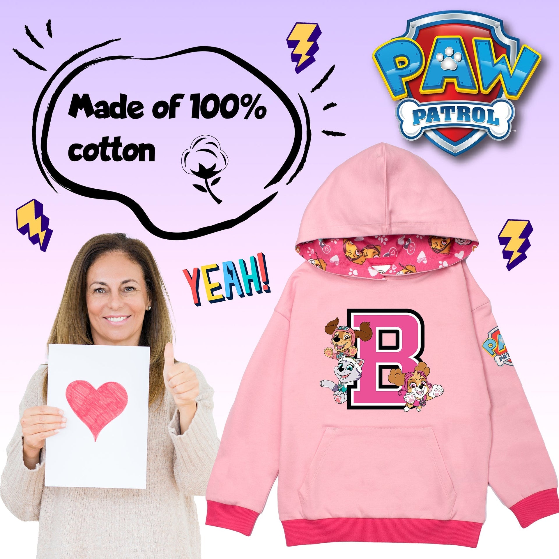 Sweat à capuche – Paw Patrol Initial for Girls- rose