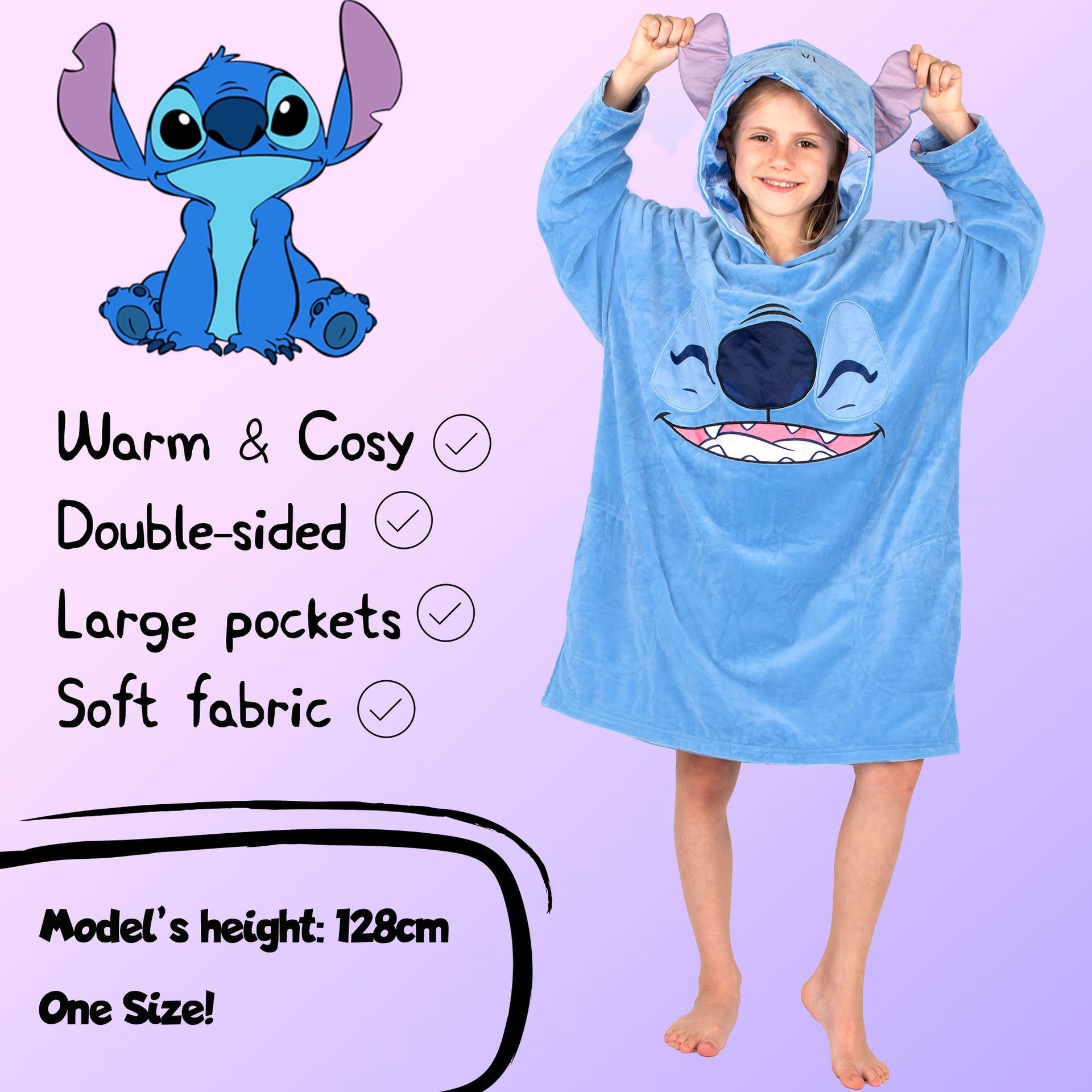 Sweat plaid oversize – Disney Stitch Oversized Blanket -bleu