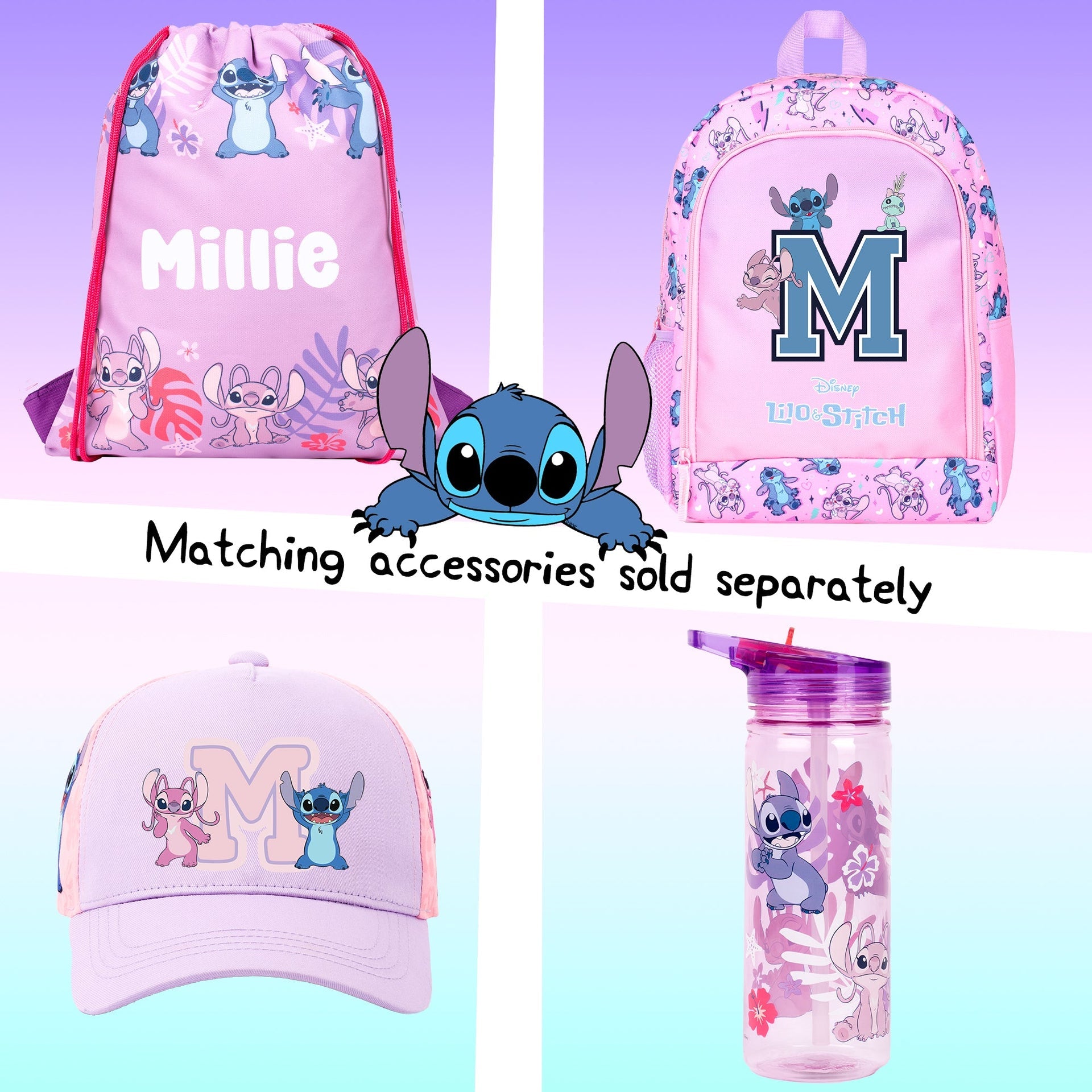 Sac à cordon avec bandoulière – Disney Stitch et Lilo with Letter