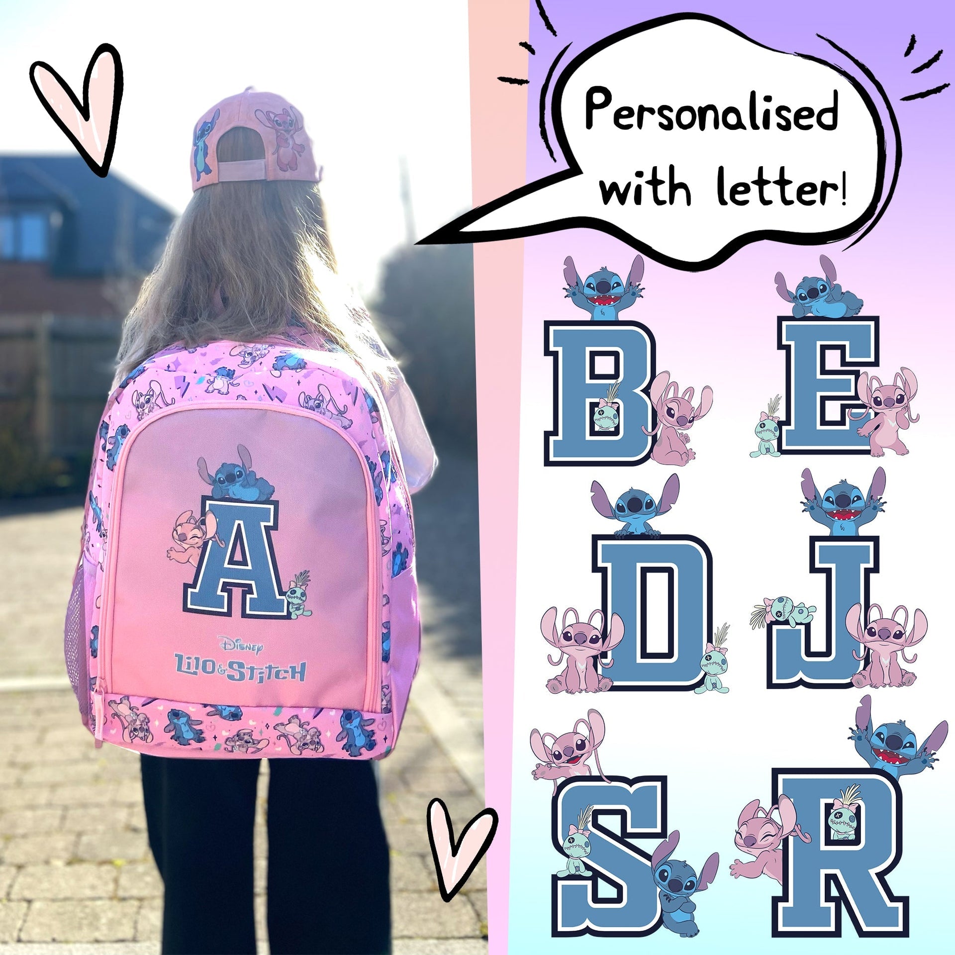 Sac à cordon avec bandoulière – Disney Stitch et Lilo with Letter
