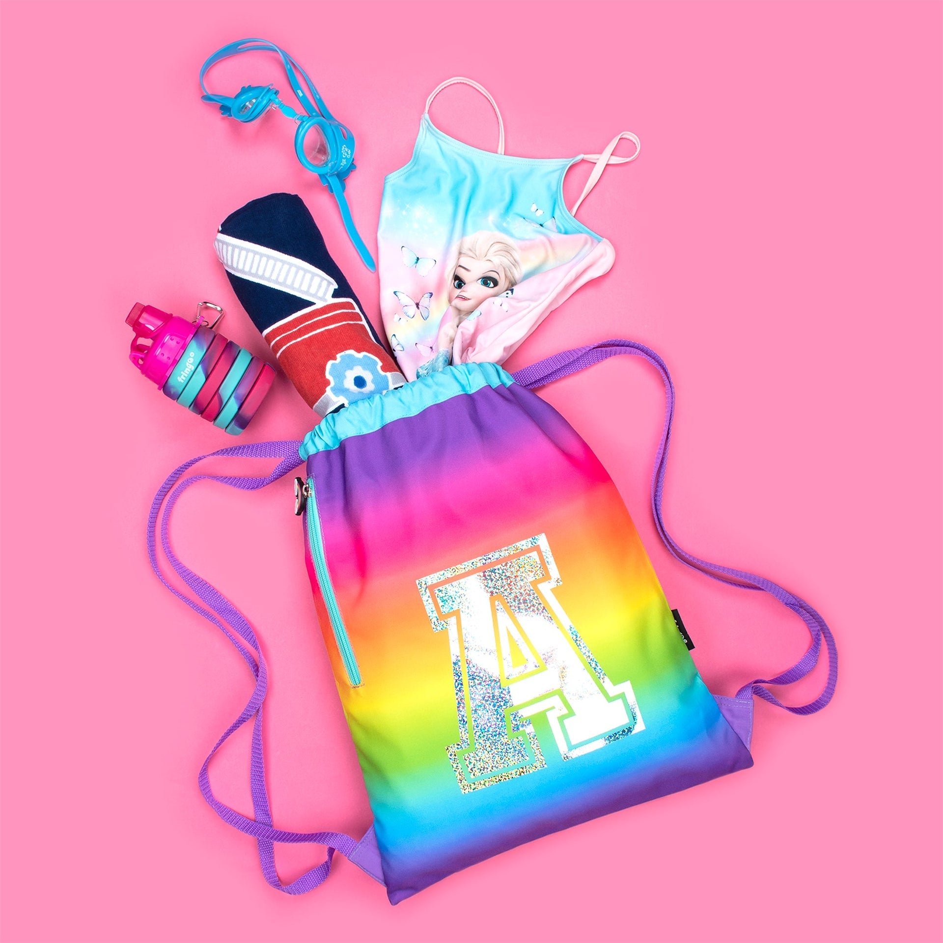 Sac à cordon avec bandoulière – arc-en-ciel