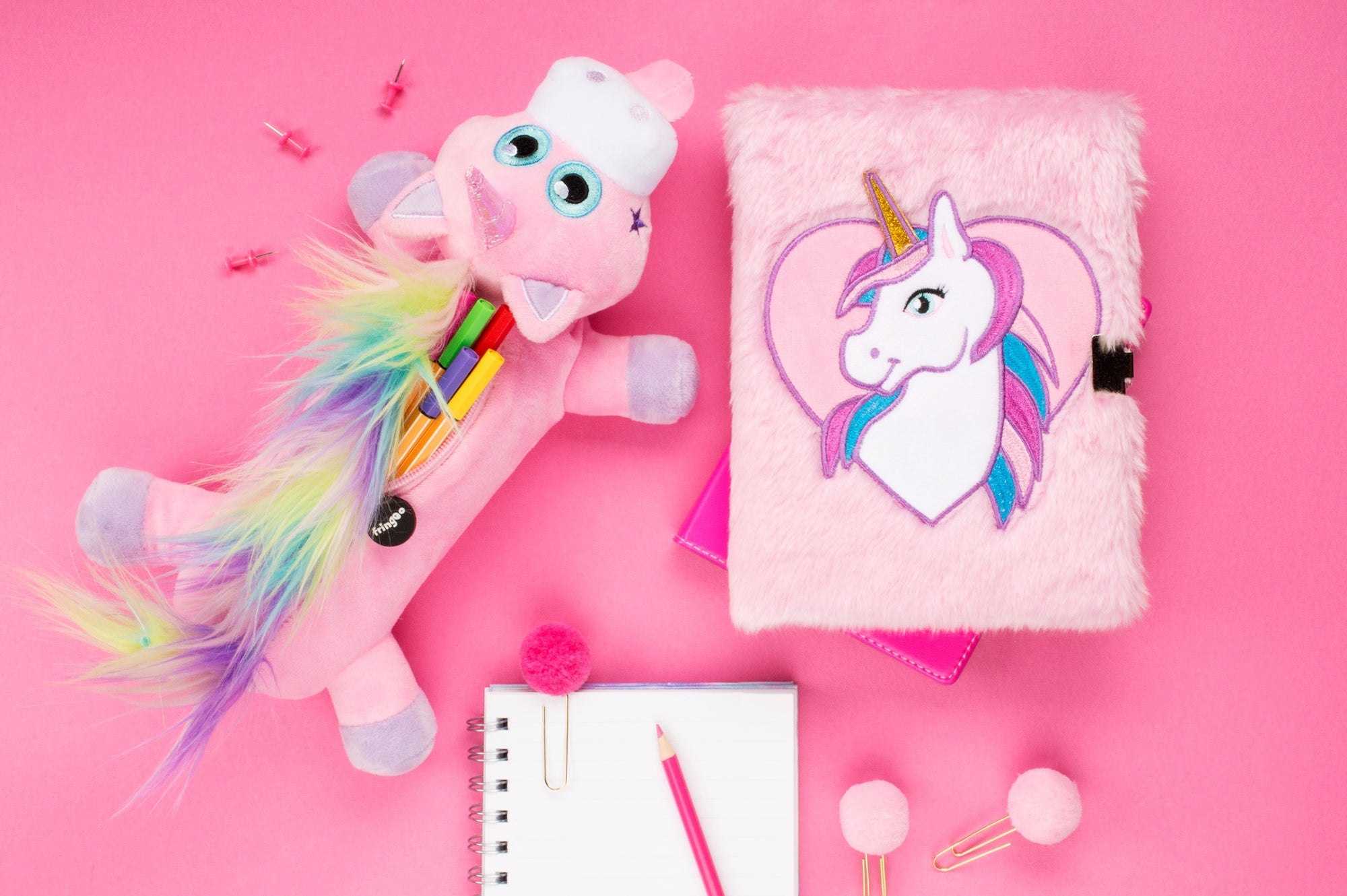 Trousse scolaire – arc-en-ciel licorne rose